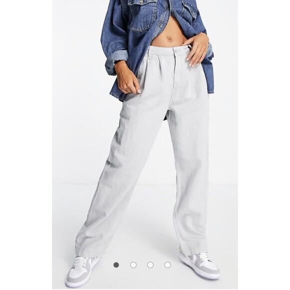 Topshop mid rise lightweight straight leg pants in blue New size 10 - Picture 1 of 6